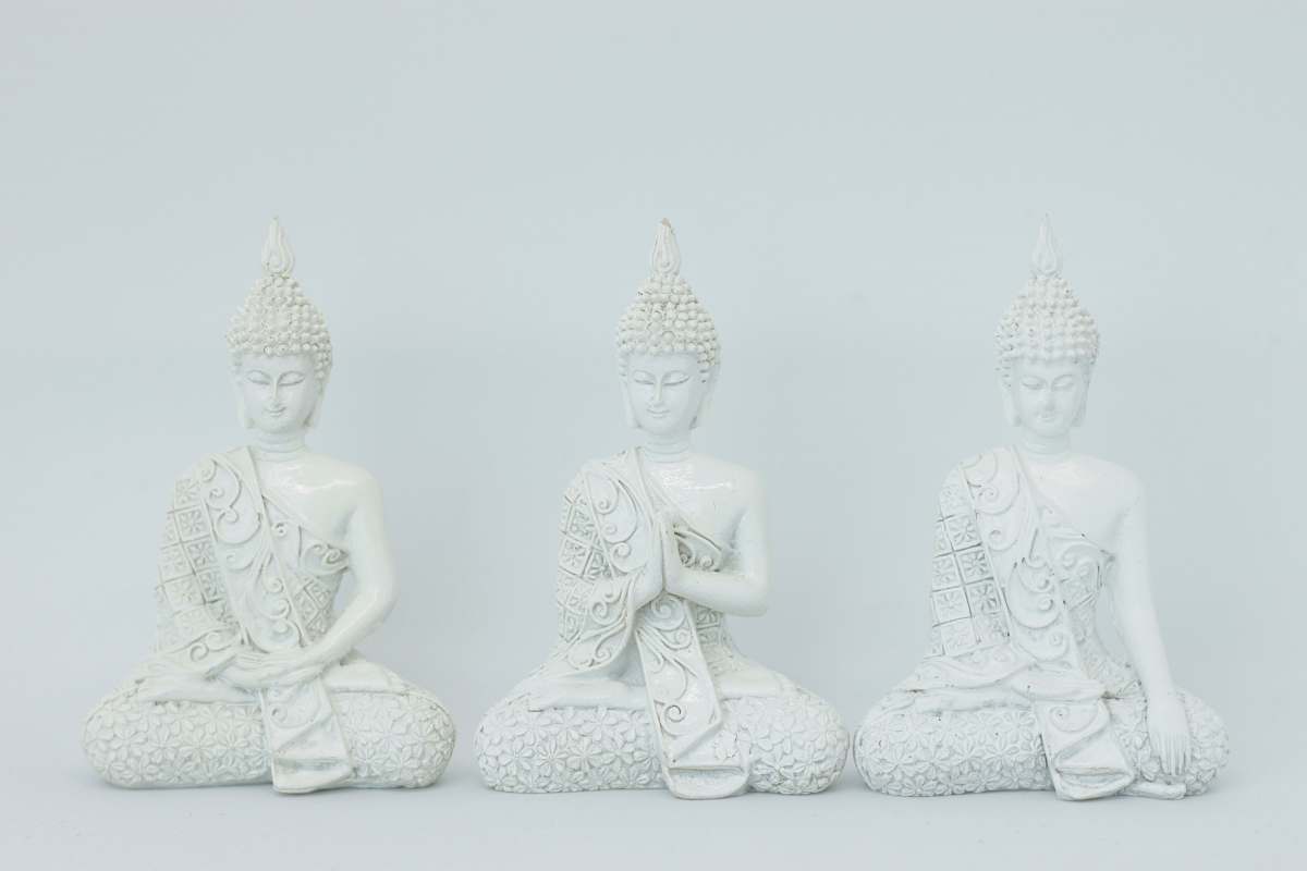 buddha three Gautama Buddah ceramic figurines art