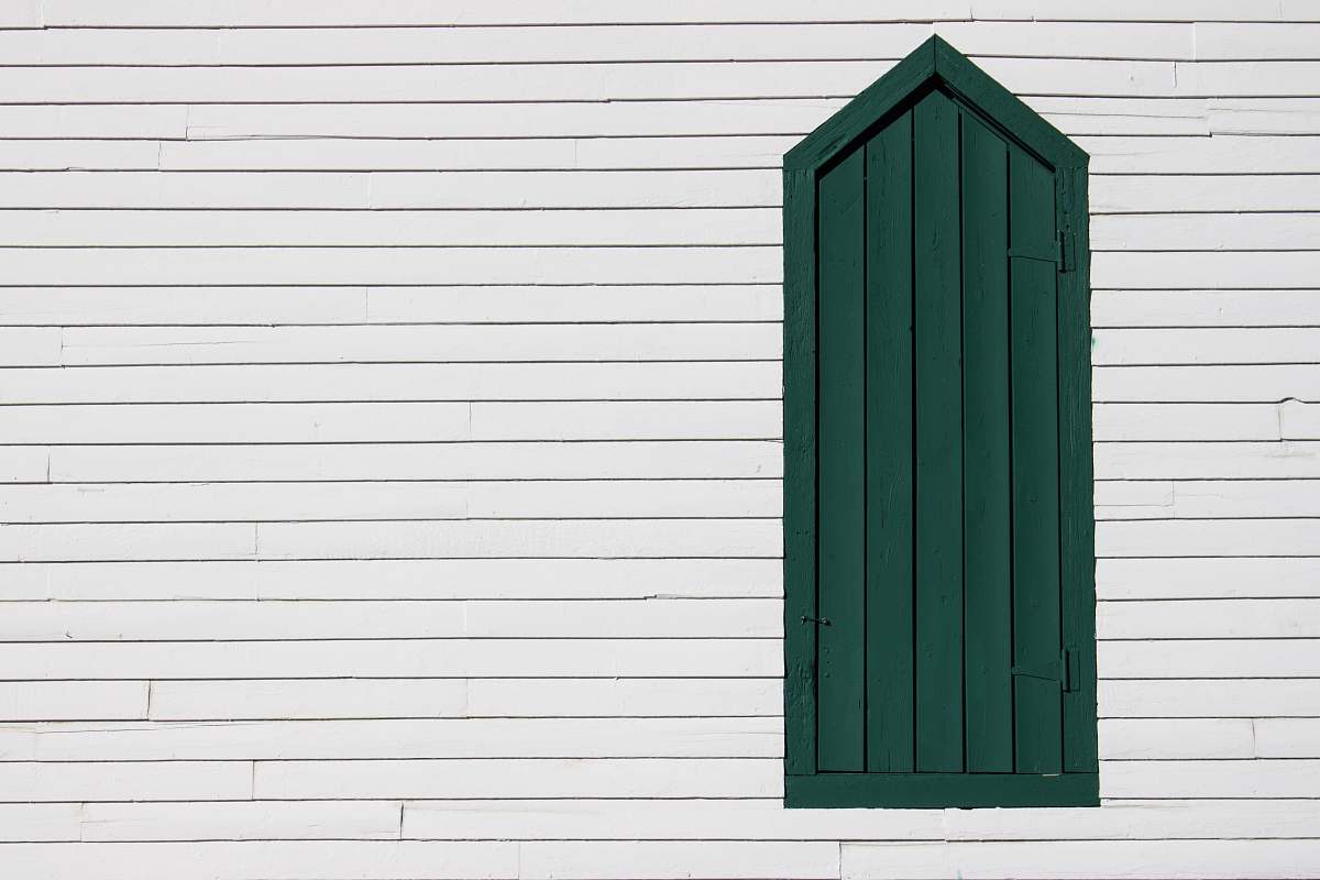 shutter white and green wooden wall door