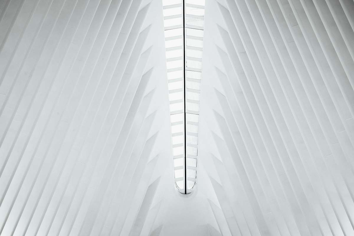 black-and-white white building interior new york