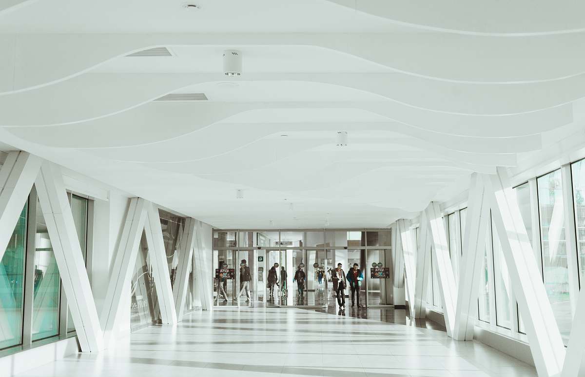 hallway white concrete hallway interior
