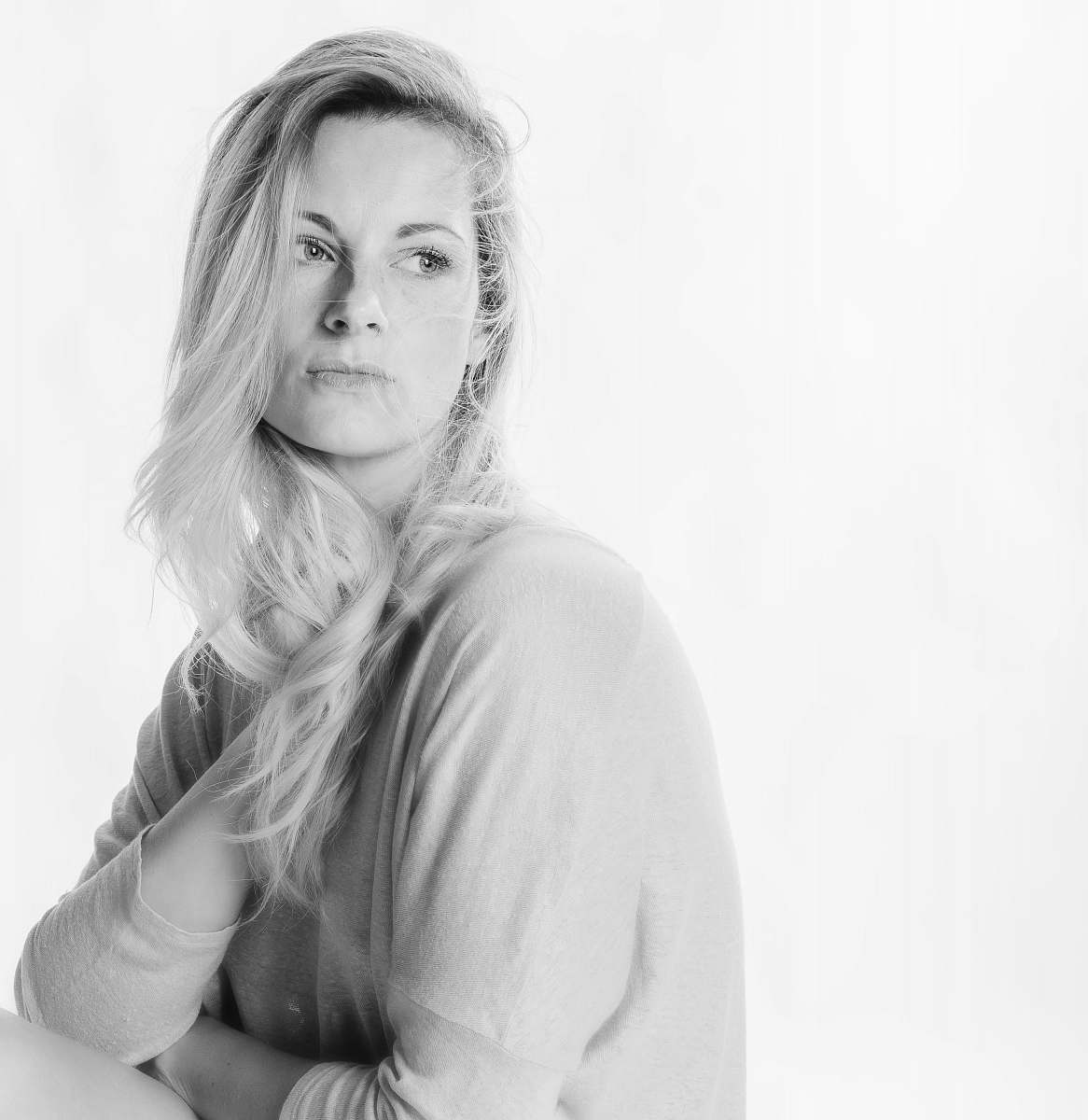 black-and-white grayscale photography of woman girl