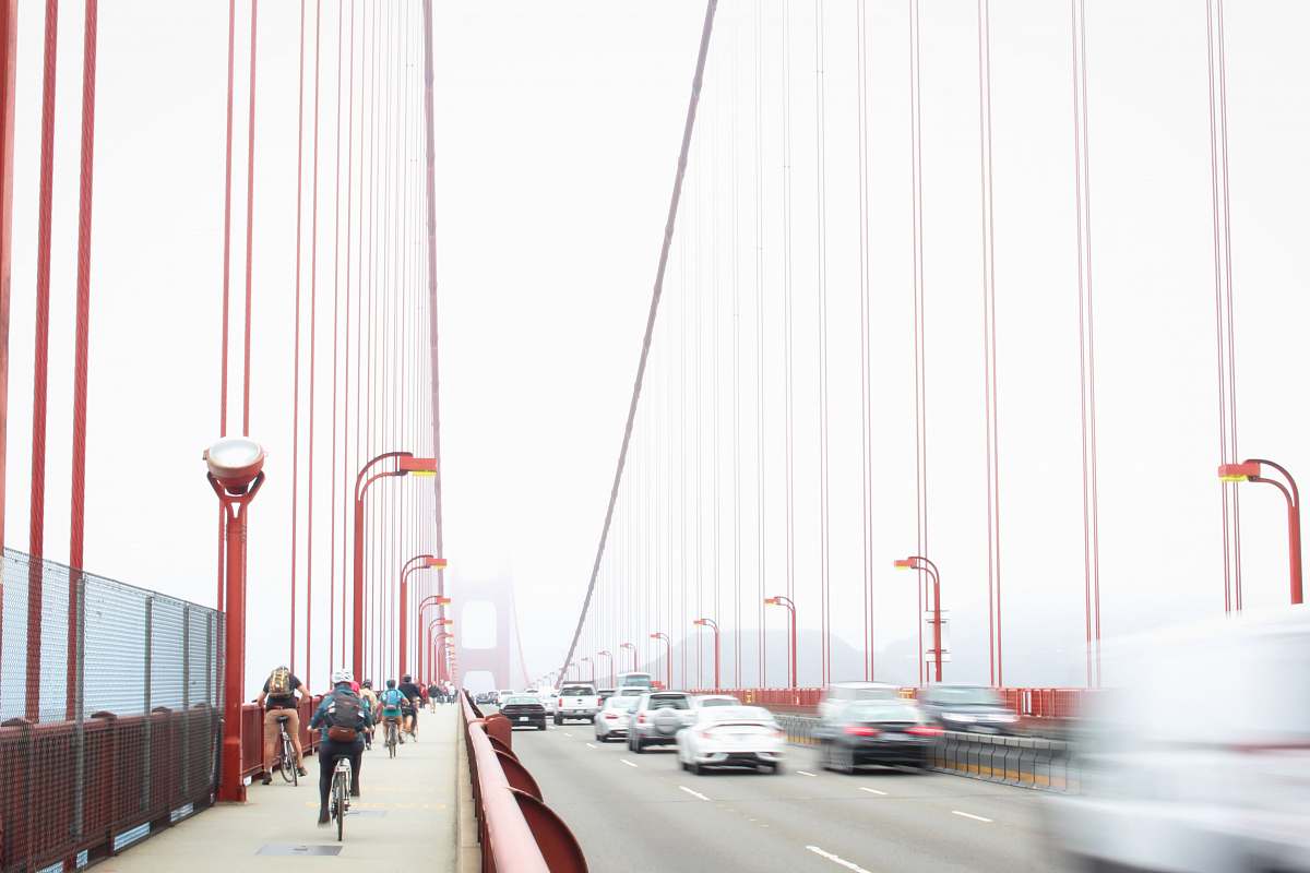 road landmark bridge car