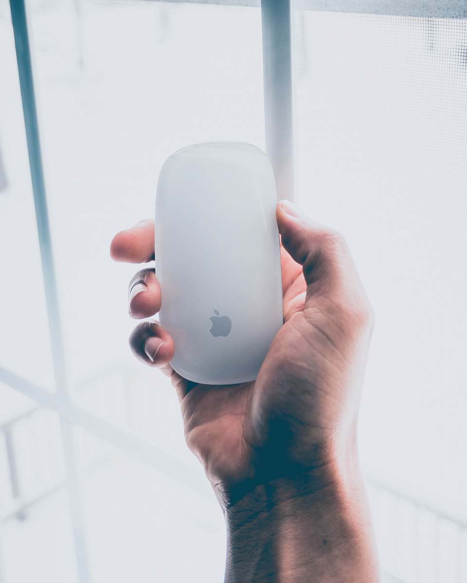 person person holding Apple Magic mouse people