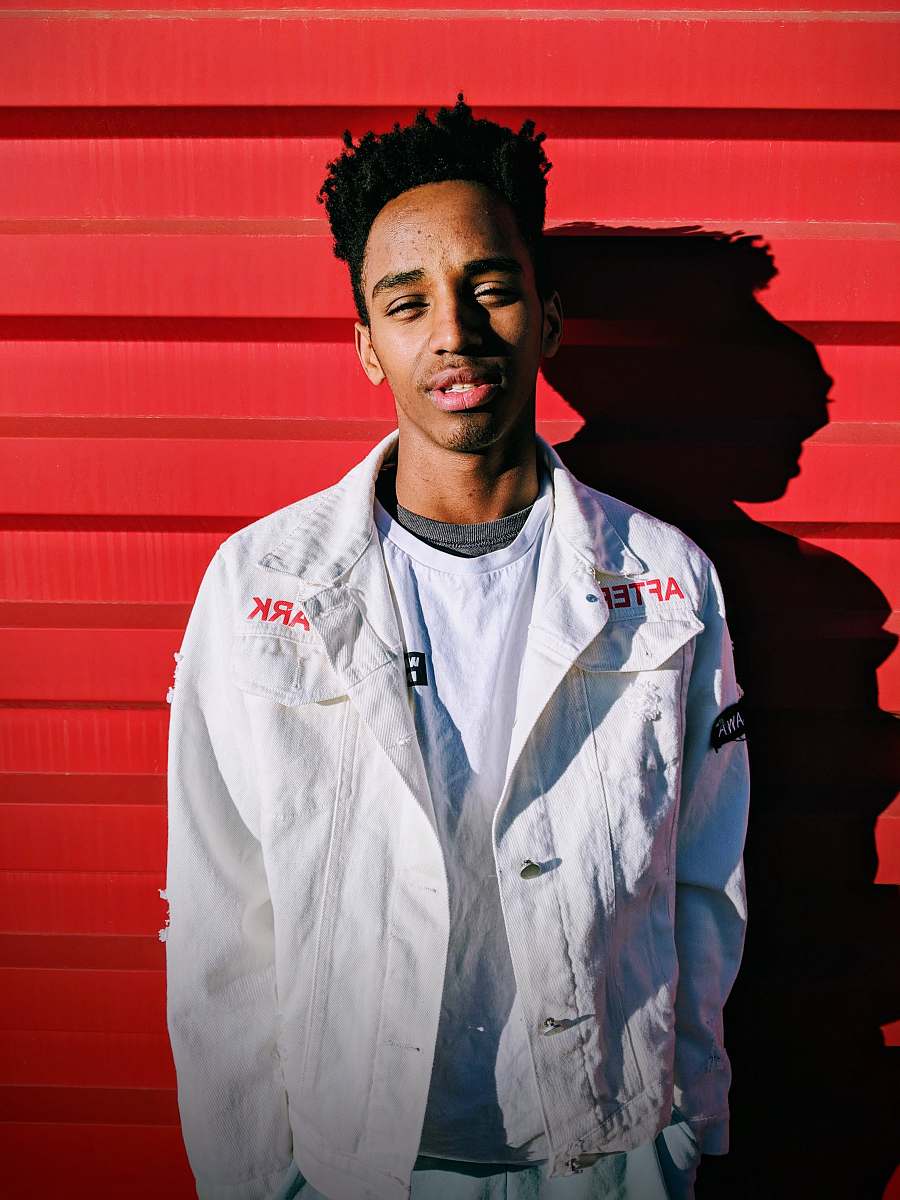 apparel standing man in white jacket clothing