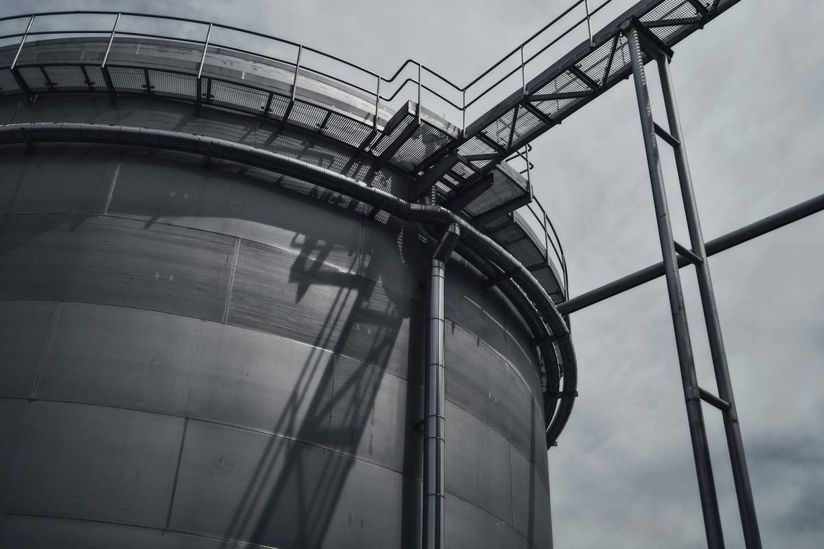 tower Black and white shot of industrial metal steel tower in Budějovický Budvar, národní podnik steel