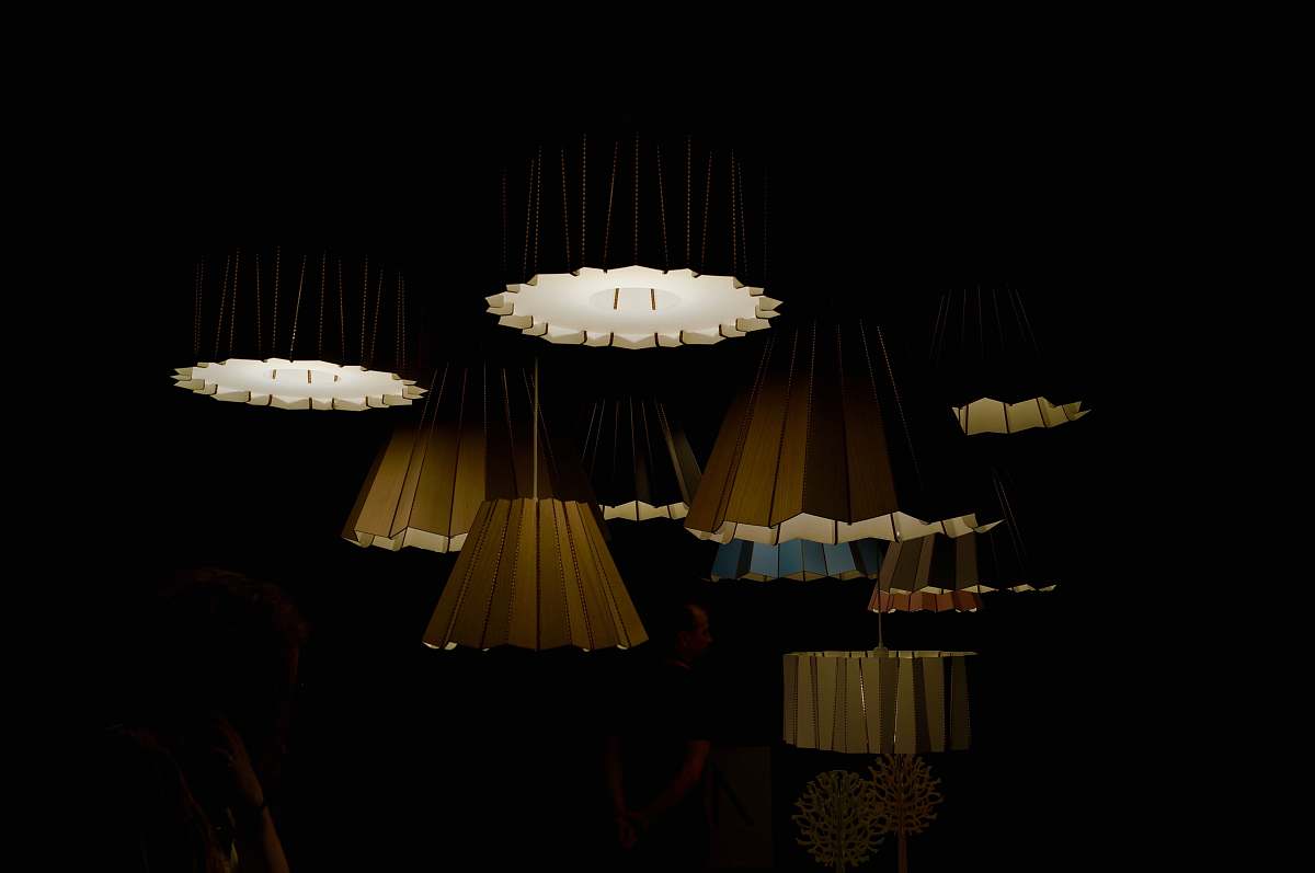 lampshade turned-on ceiling lamps in dark room lighting