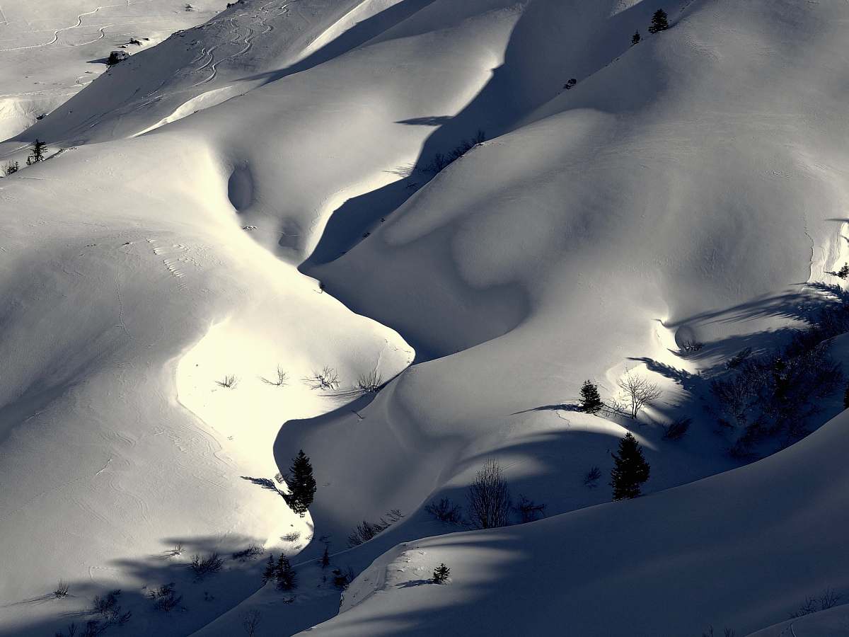 snow aerieal photo of snow winter