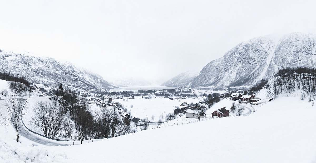 snow village coated with snow norway