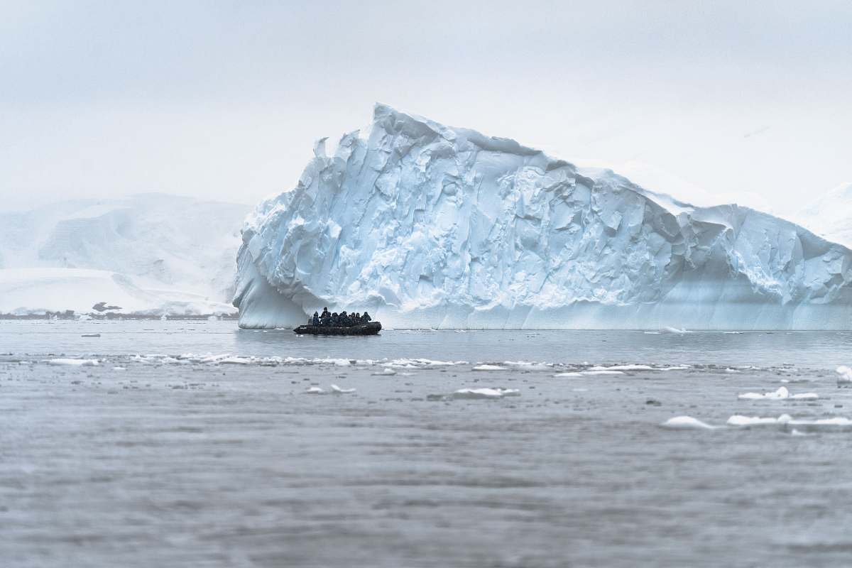 outdoors boat near ice mountain ice