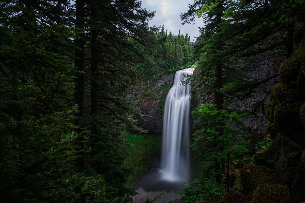 water green trees near waterfalls during daytime waterfall