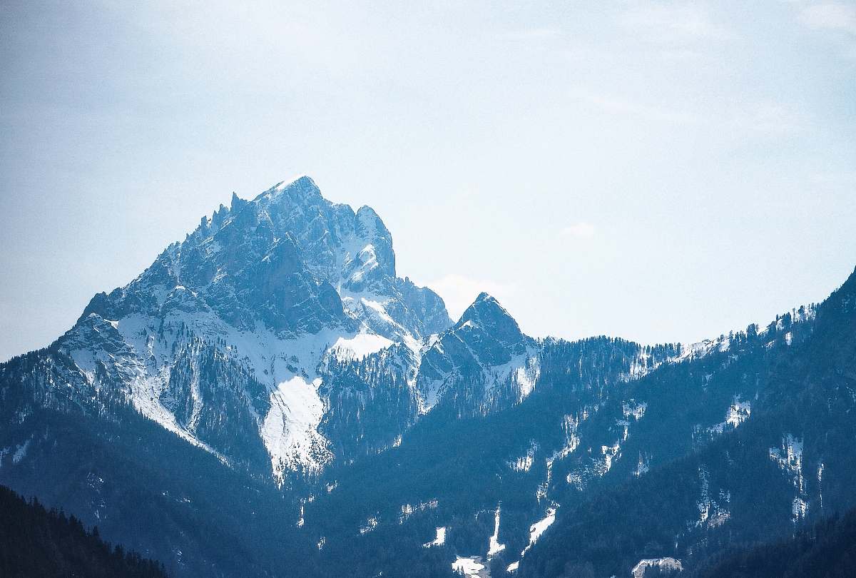 outdoors high-angle photography of snow-covered mountain mountain