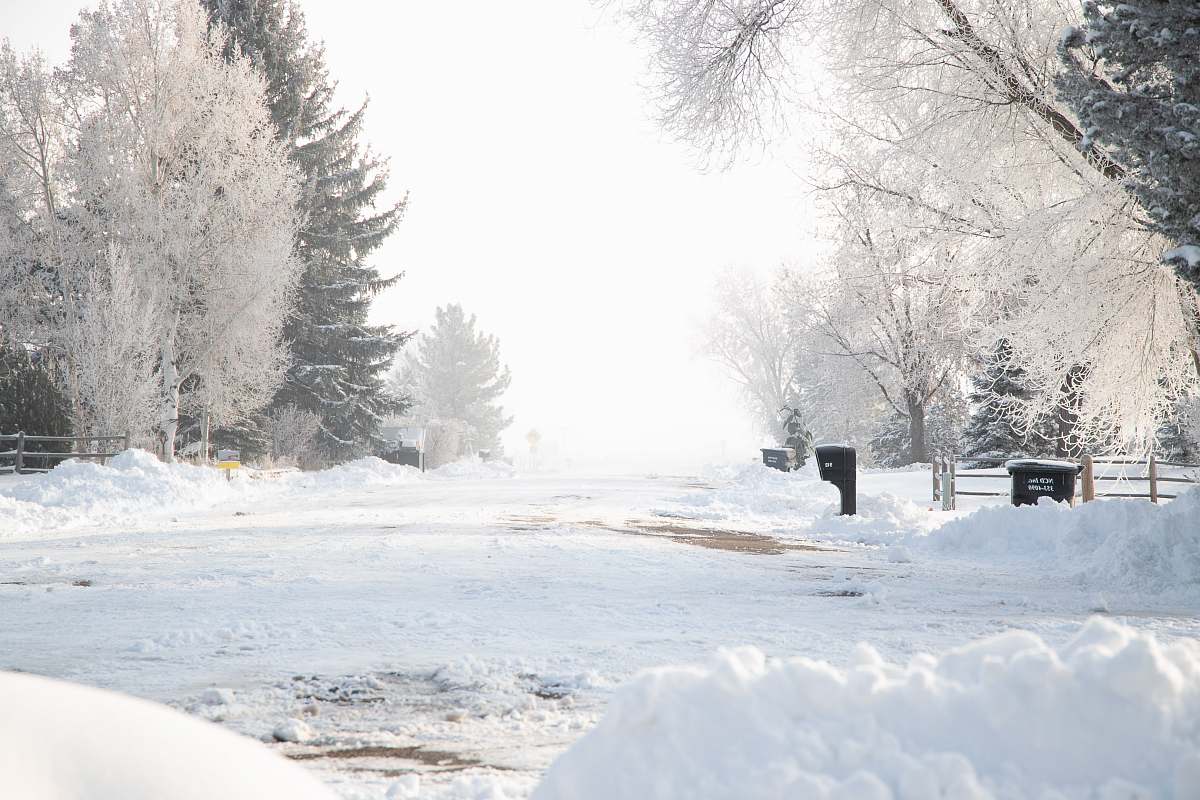 snow road covered with snow outdoors