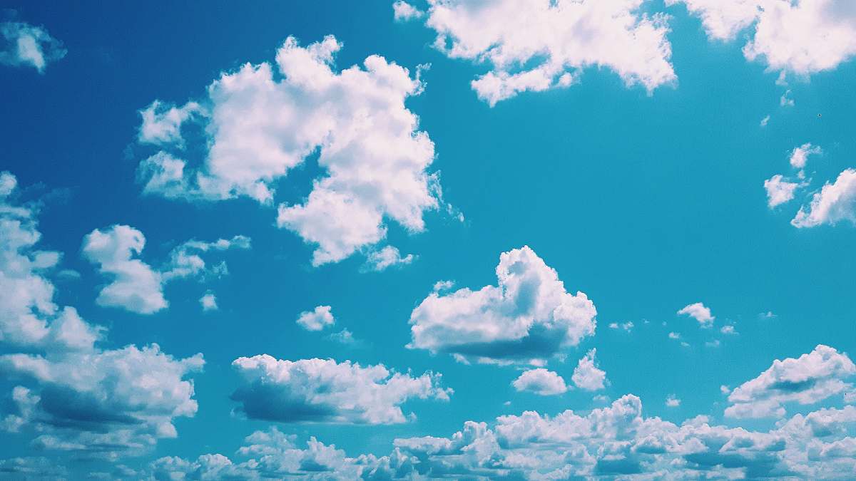 outdoors white and blue clouds azure sky