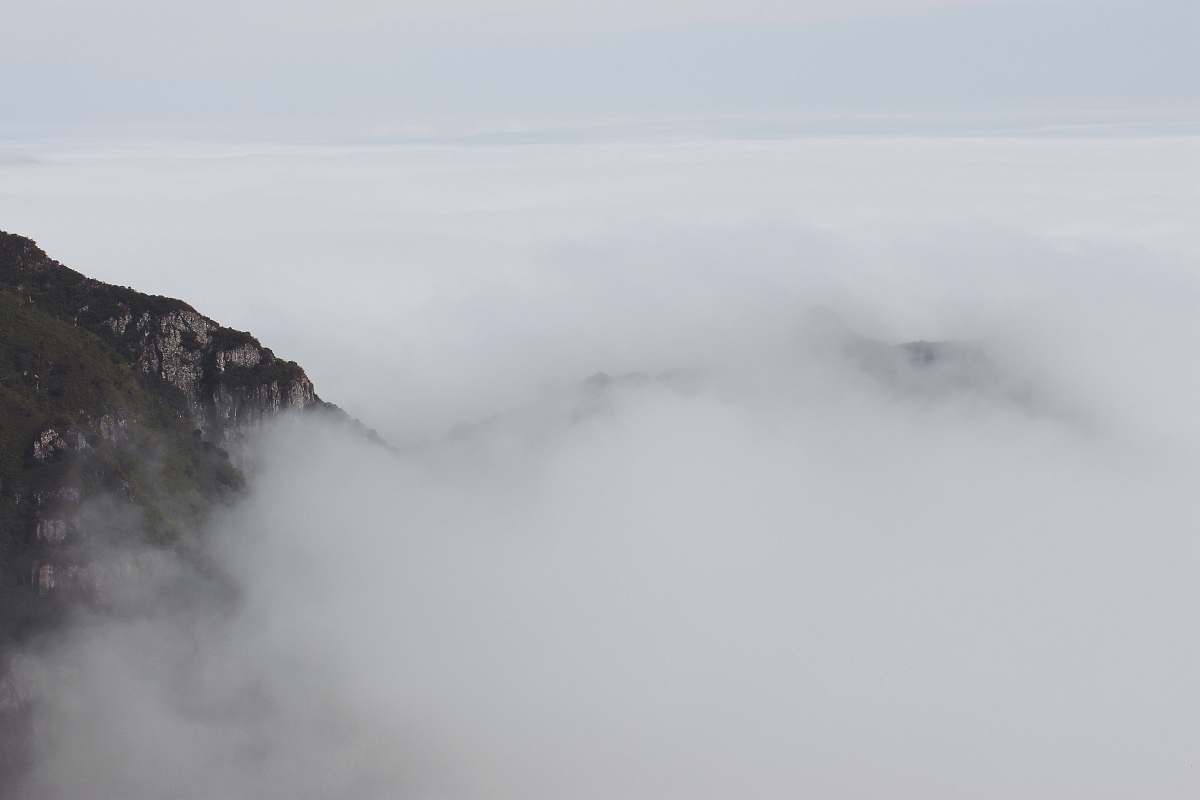 grey white cloud beside mountain fog