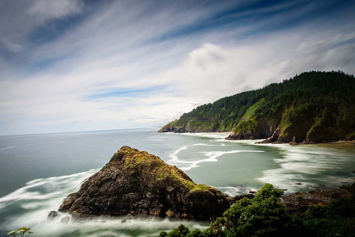 sea timelapse photography of island water