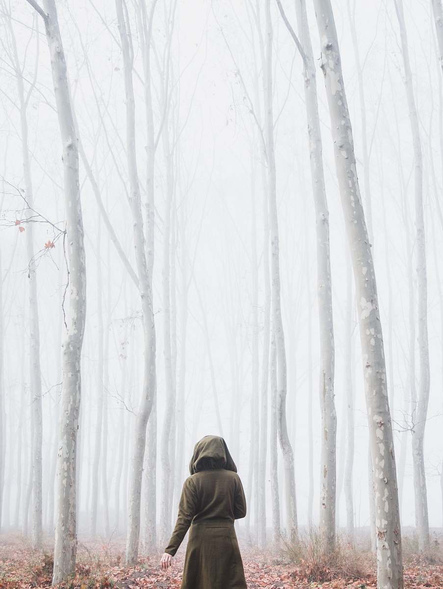 apparel woman near trees clothing