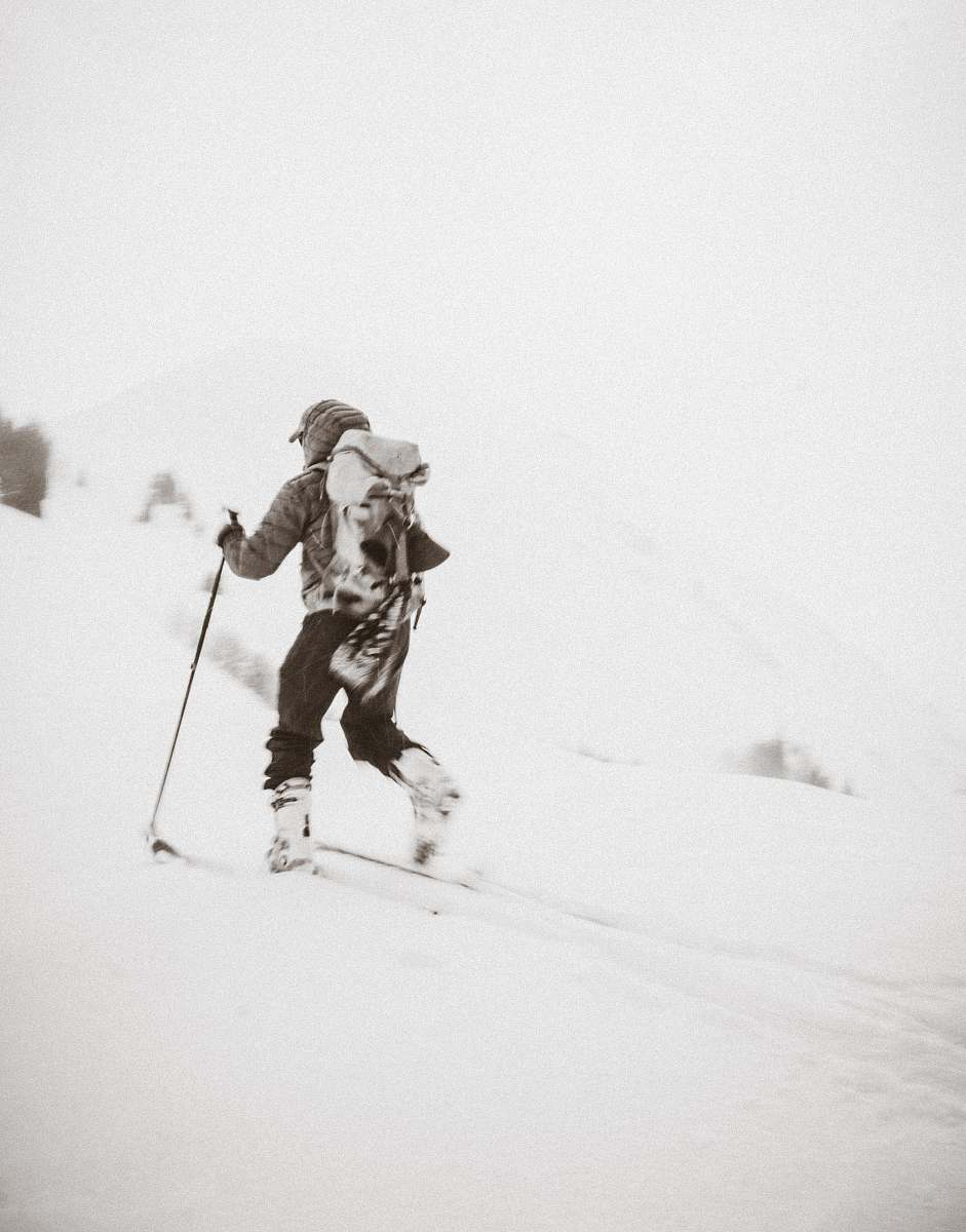 skiing person hiking in snow mountain snow