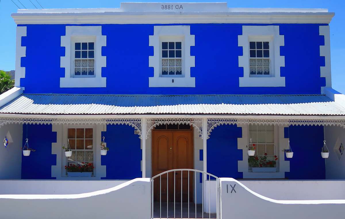 human white and blue painted 2-storey house mirror