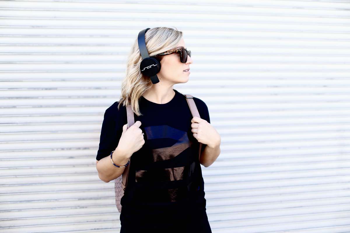 human woman wearing headset accessories