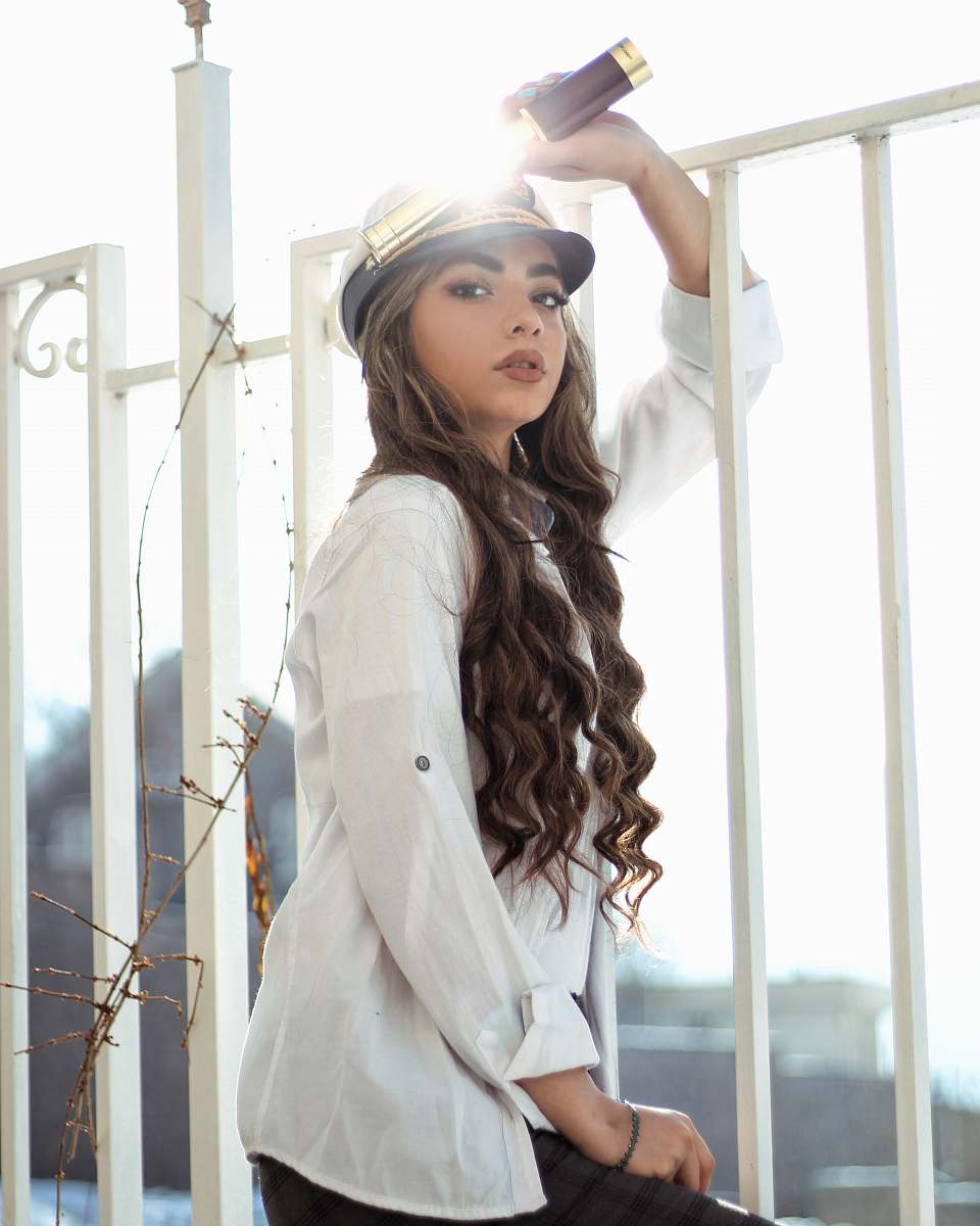 apparel woman with monoculars clothing
