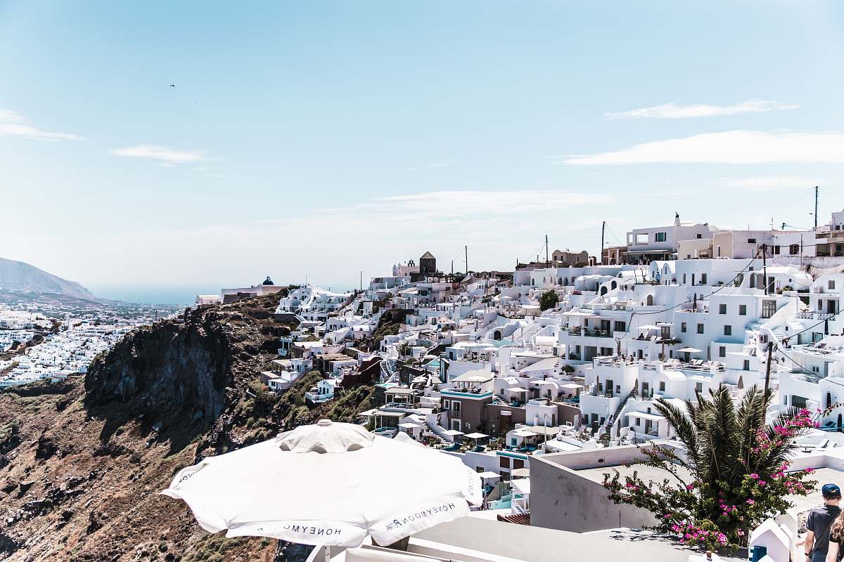 greece aerial photography of white painted houses town