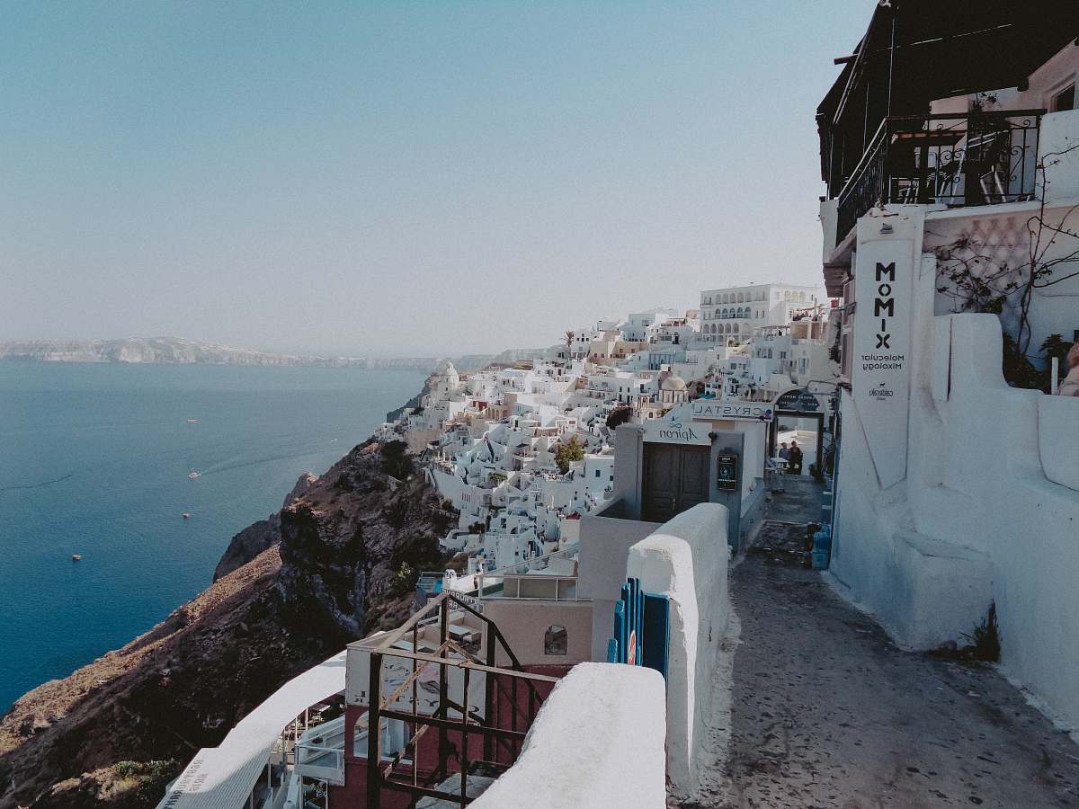 greece white concrete house ocean