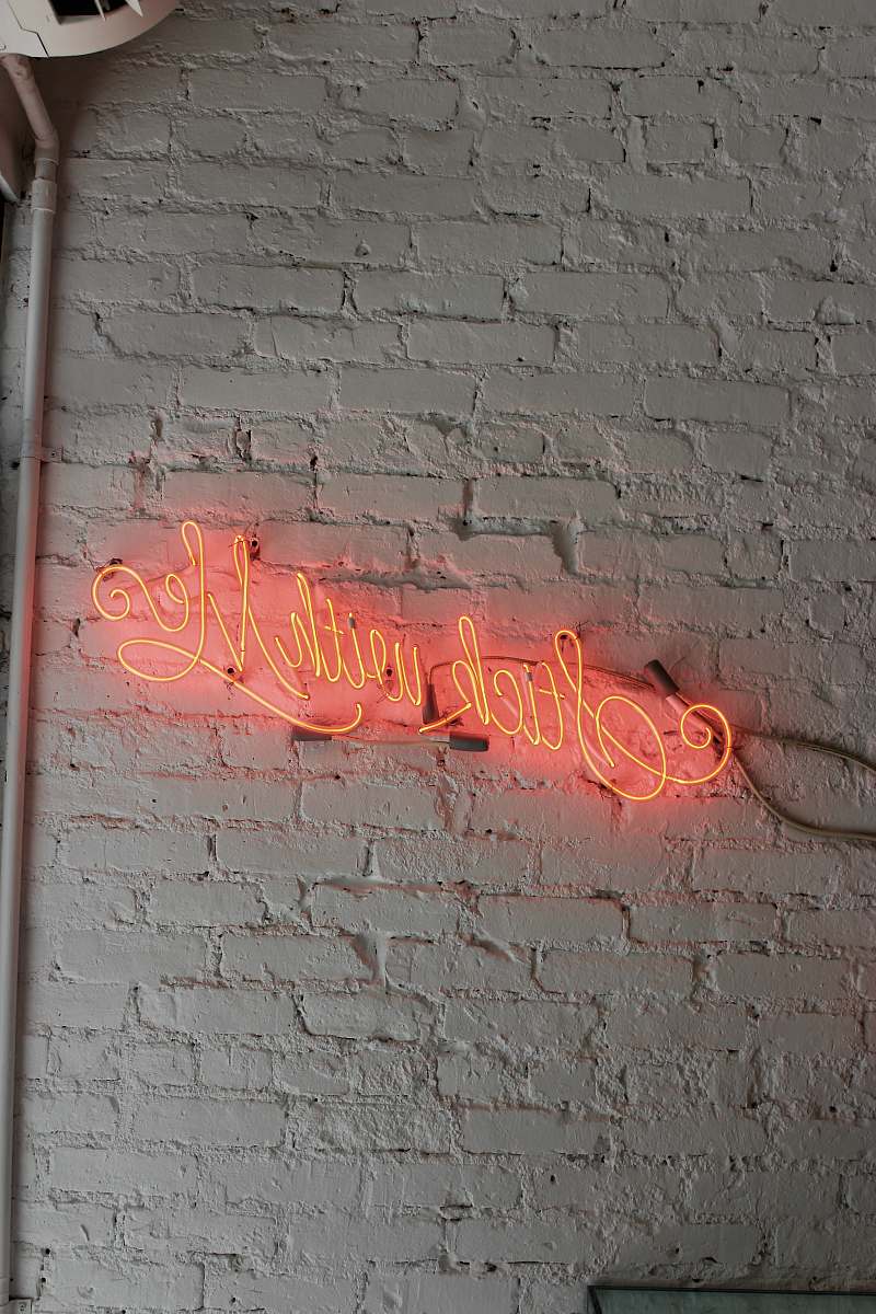 brick Stick with Me pink neon signage words