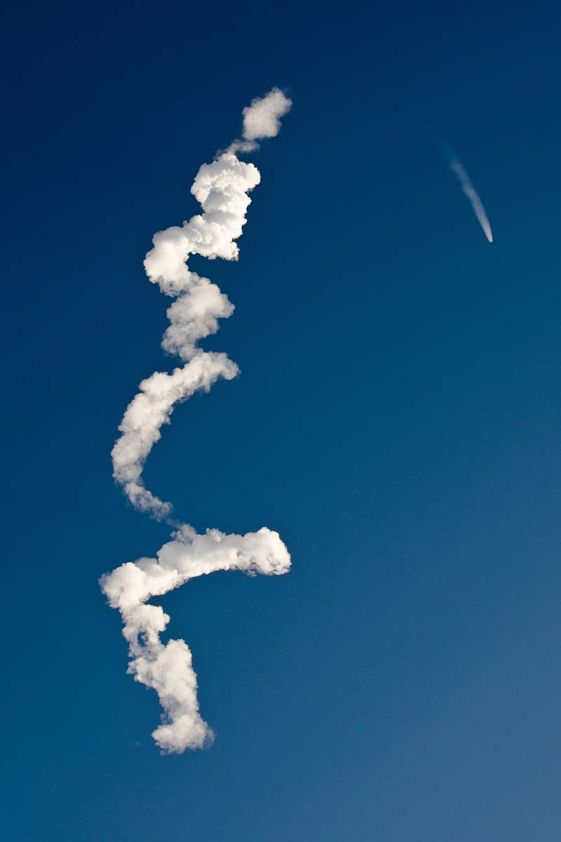 cloud smoke formation in sky blue