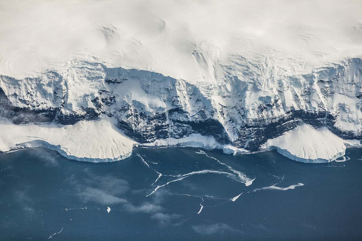 glacier top view of ice land ice