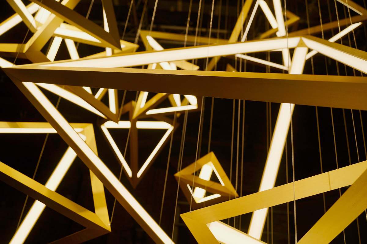 light pyramid shaped chandeliers lighting