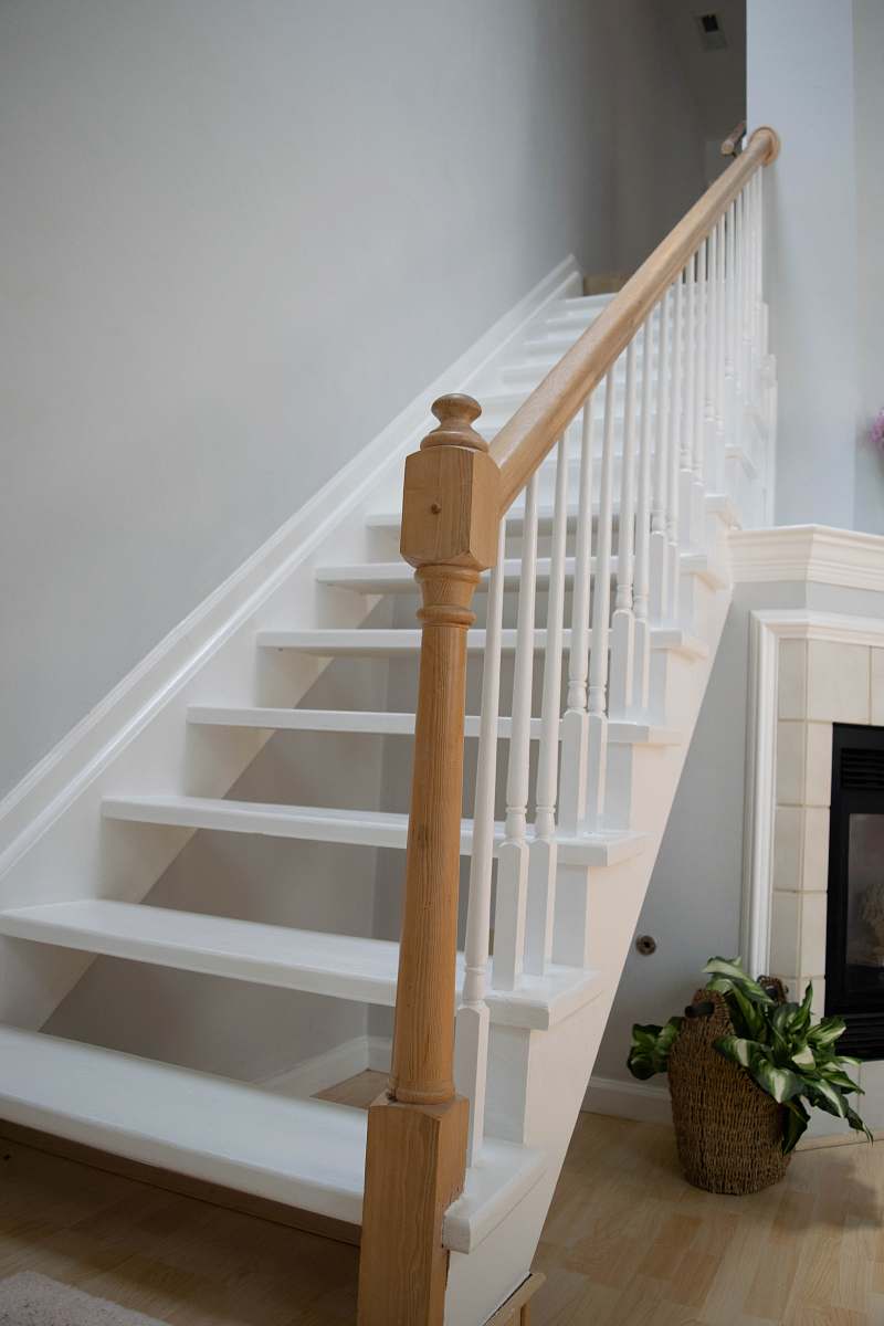 hardwood white and brown stairs wood