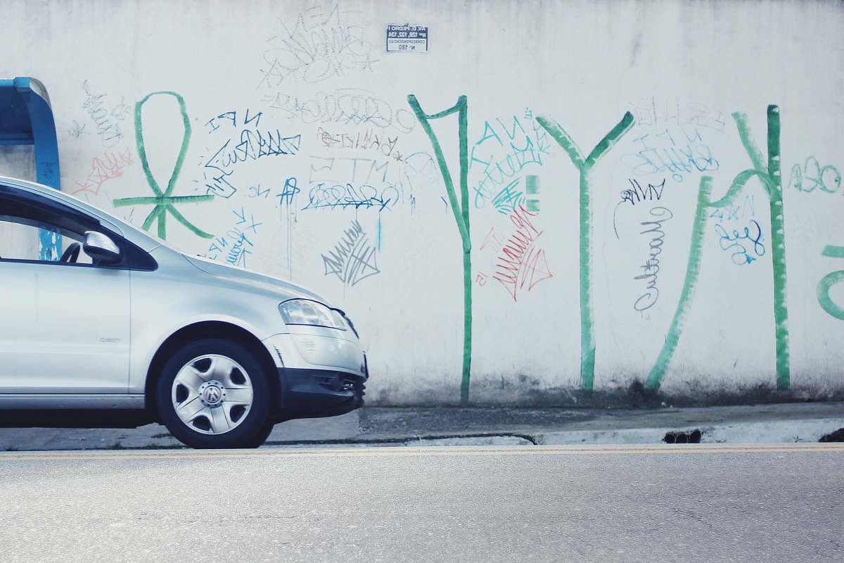 car silver car park on street vehicle