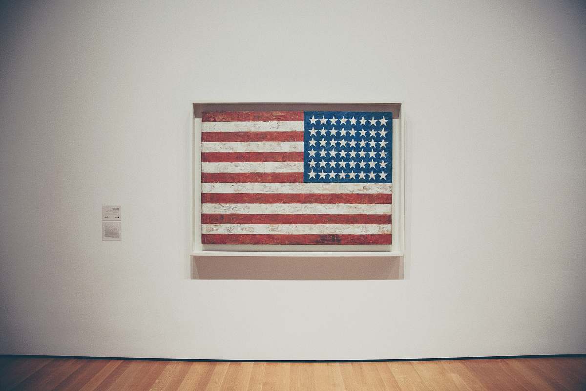 flag U.S.A. flag on wall with frame american flag
