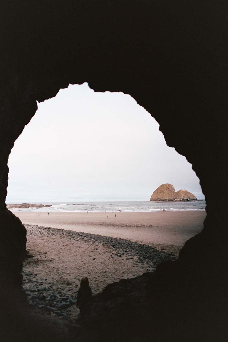 Shoreline Cave Facing Ocean Nature Image Free Photo