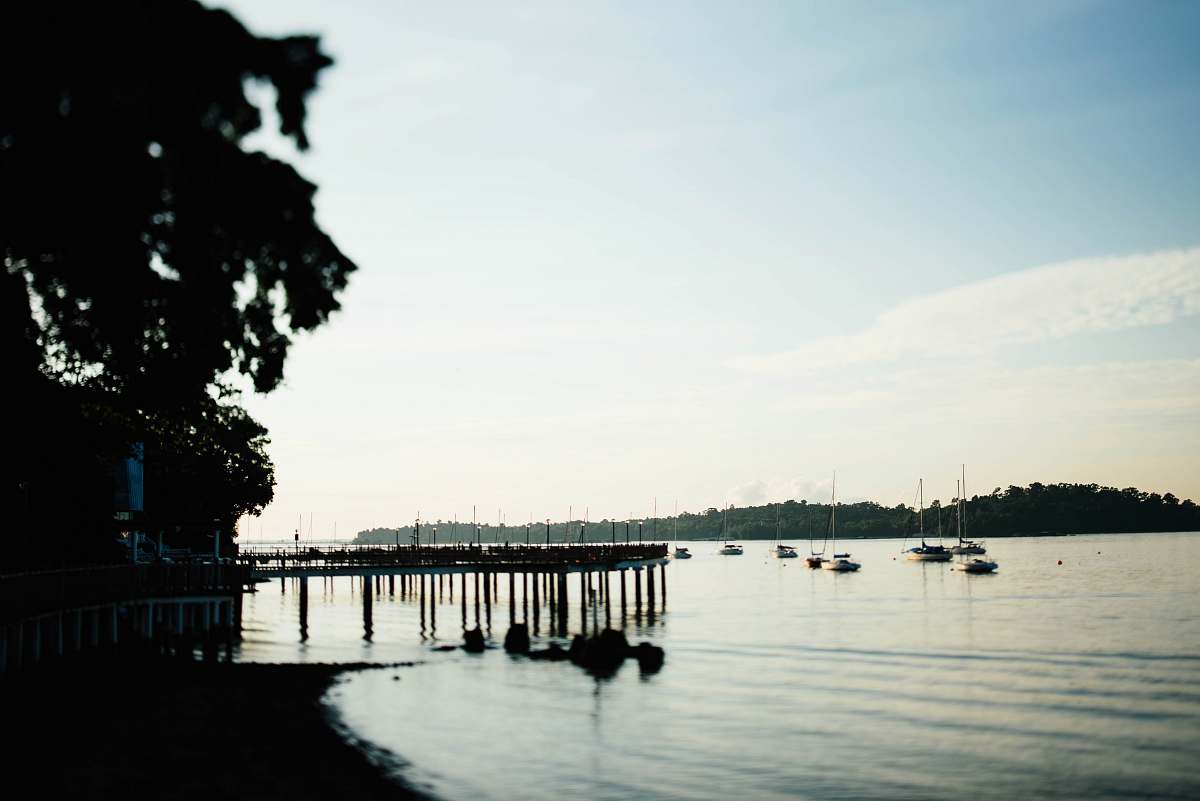 waterfront silhouette of sea dock dock