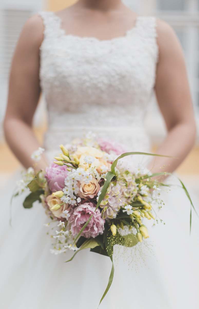 woman bride holding bouquet flowers female