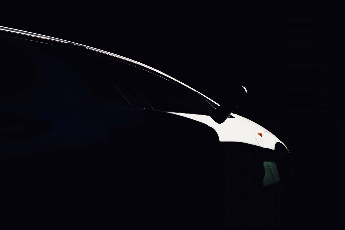 Capture the intriguing contrast of black-and-white light reflecting on the side of a vehicle, creating an atmospheric scene that evokes mystery and depth. This striking image showcases a car parked in the dark, with a shadow of an animal cleverly integrated into the composition. Ideal for use in artistic projects, promotional materials, or as a captivating element in modern design, this photograph offers a unique perspective on urban life and nature's interaction with human existence.