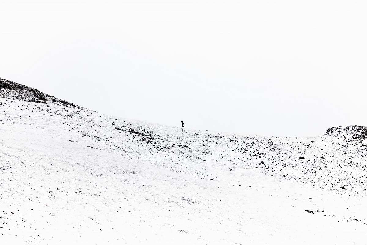 snow mountain covered by snow black-and-white