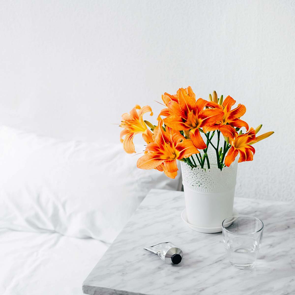 flower orange petaled flower bouquet on vase plant
