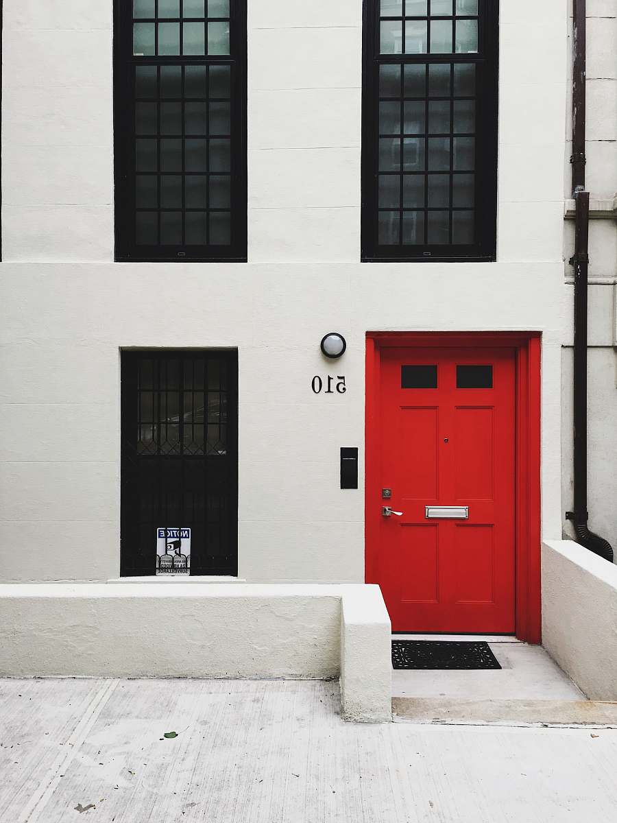 red red wooden door closed door