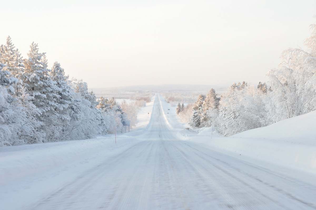 finland road covered with snow road