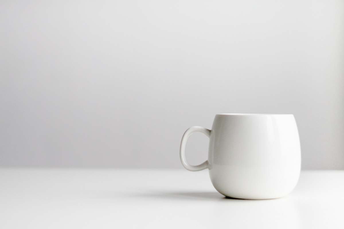 grey white ceramic mug cup