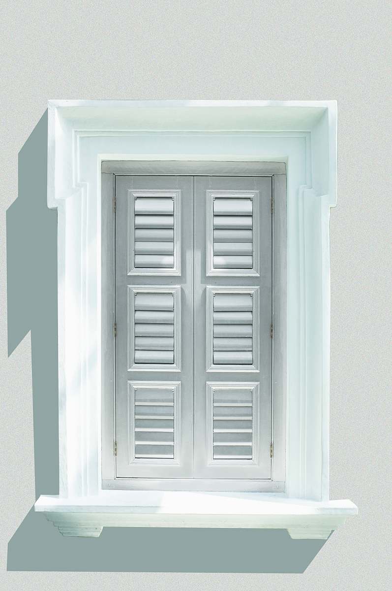 grey white wooden window shutter window