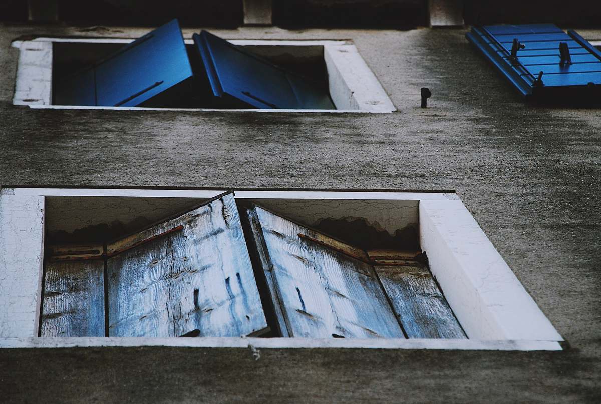 blue white wooden framed window windows