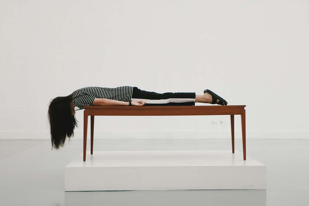 planking woman planking on thable sleep