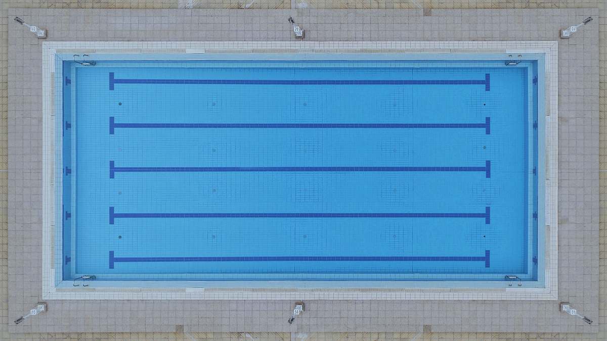 swimming aerial photography of Olympic pool pool