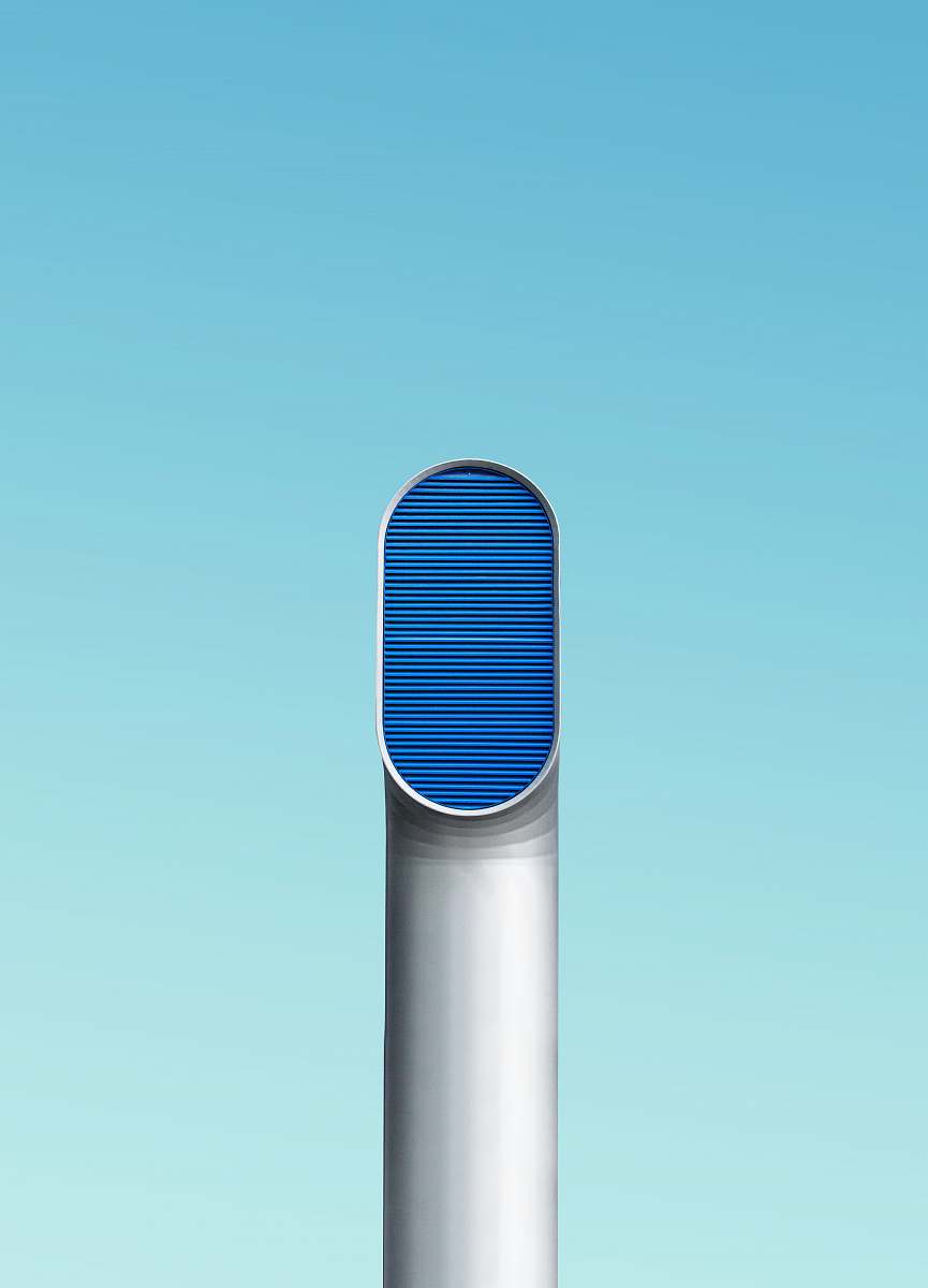 london blue and white steel pipe filter