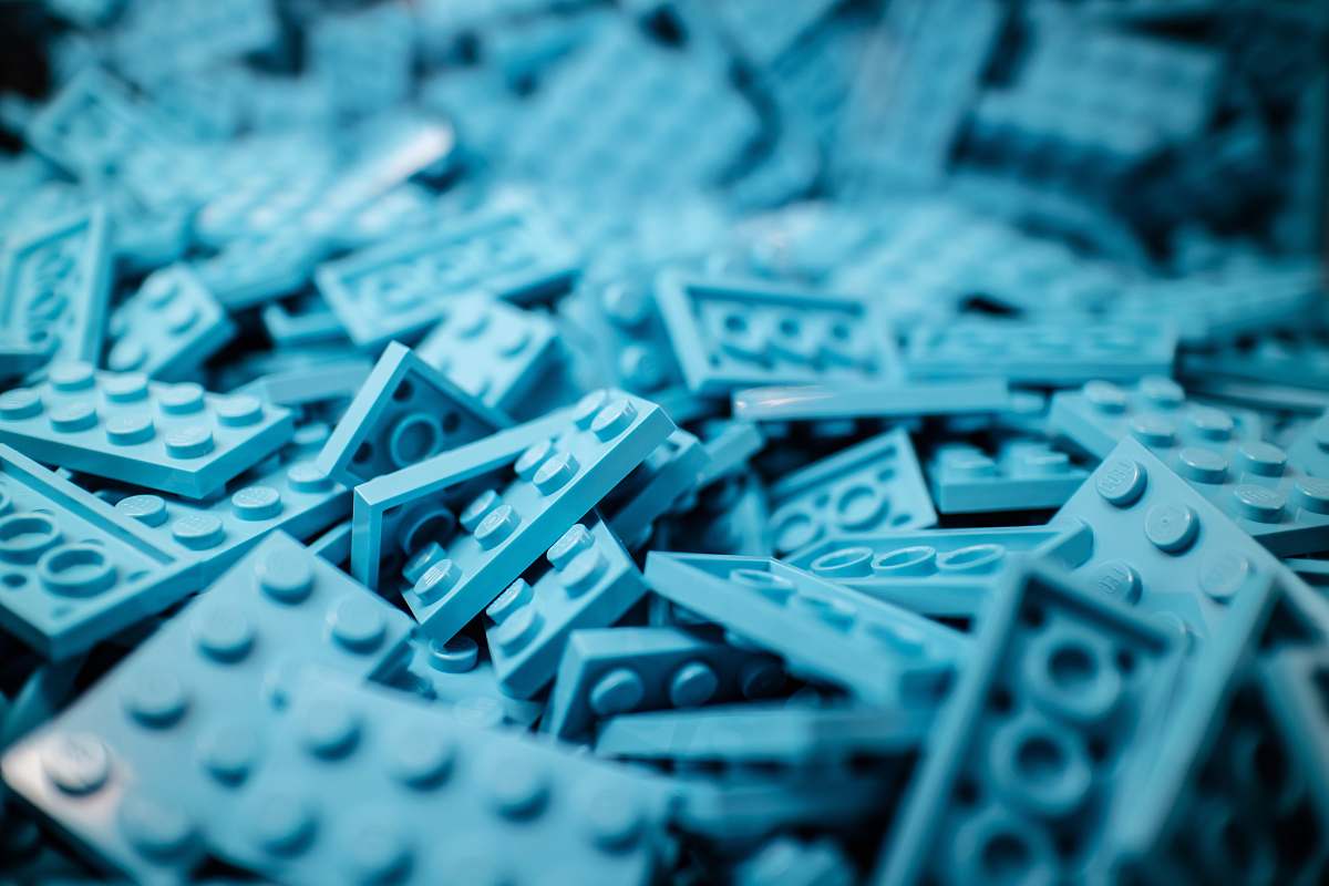 game blue building block lot lego
