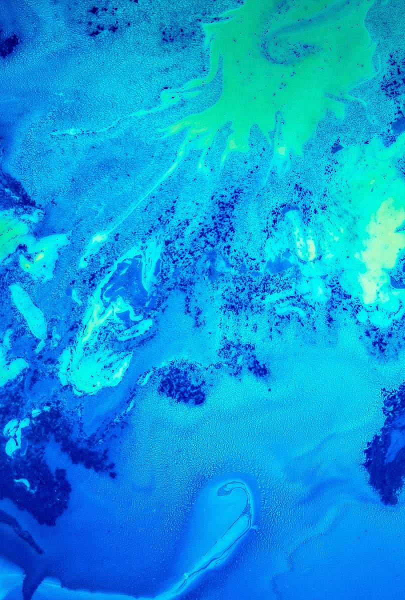 aqua blue fluid painting turquoise