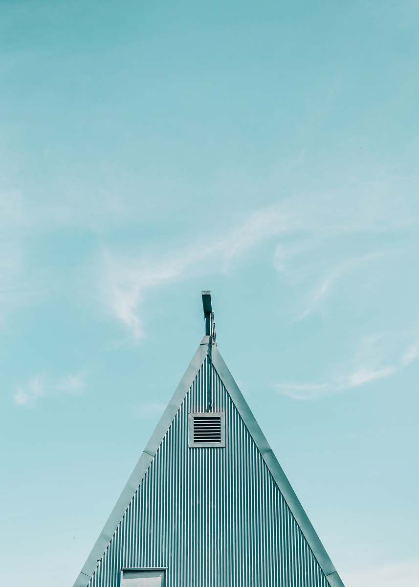 triangle blue house building